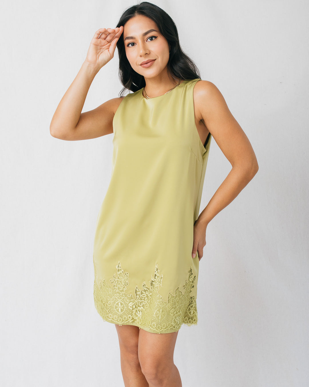 Ottilie Scallop Lace Hem Mini Shift Dress