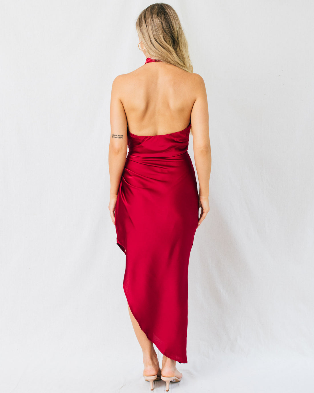 Bossa Nova Halter Neck Side Pleated Midi Dress
