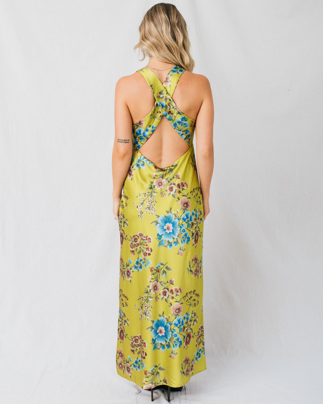 Soiree Floral Print Cross Back Maxi Dress