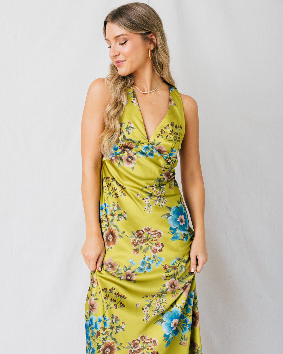Soiree Floral Print Cross Back Maxi Dress