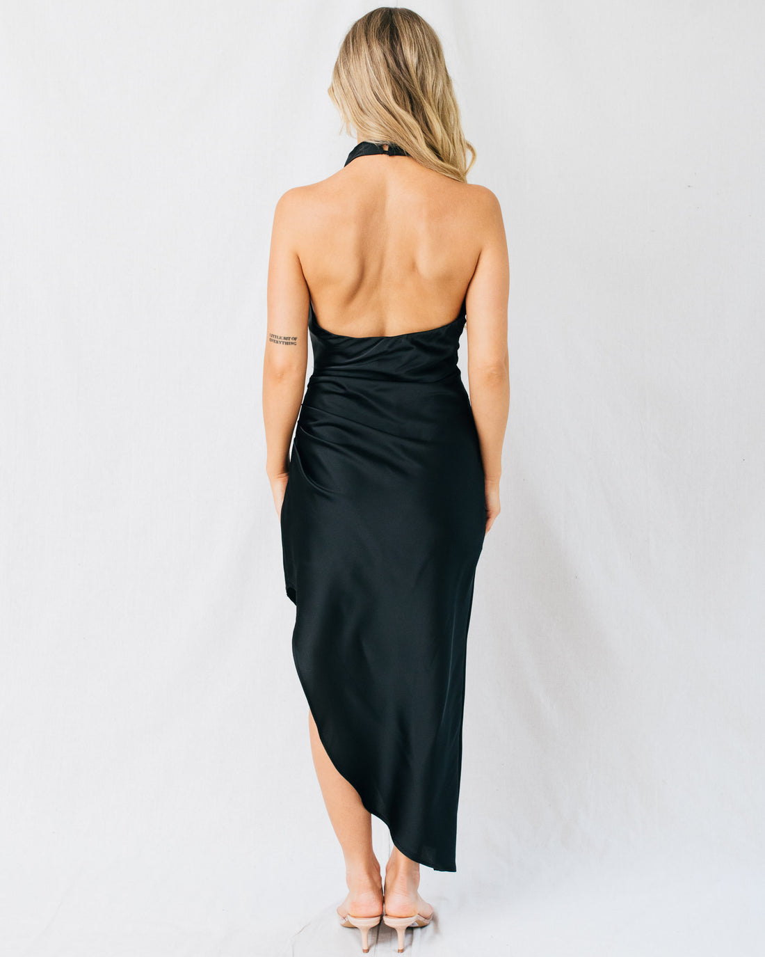 Bossa Nova Halter Neck Side Pleated Midi Dress