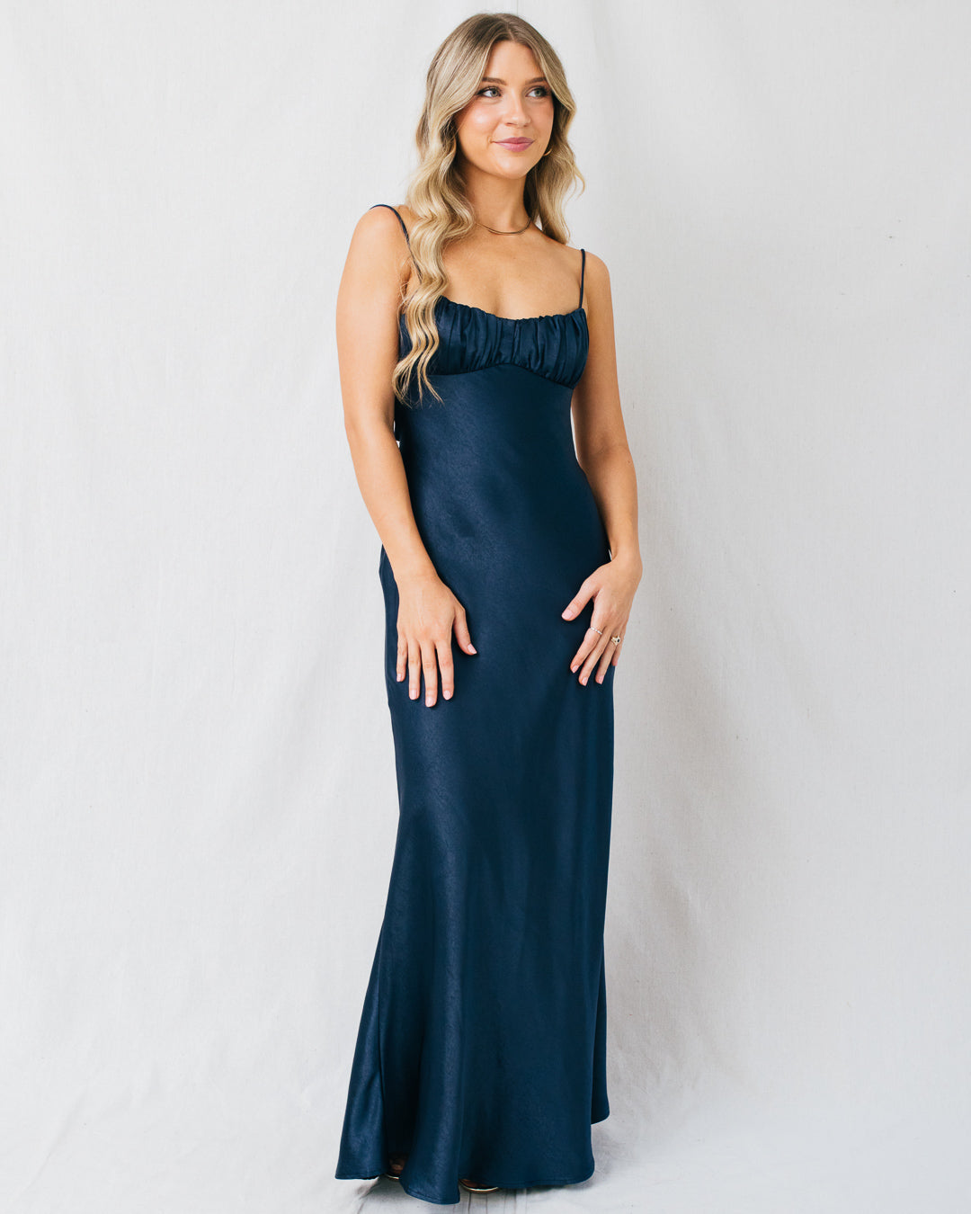 Orabella Twist Back Satin Maxi Dress