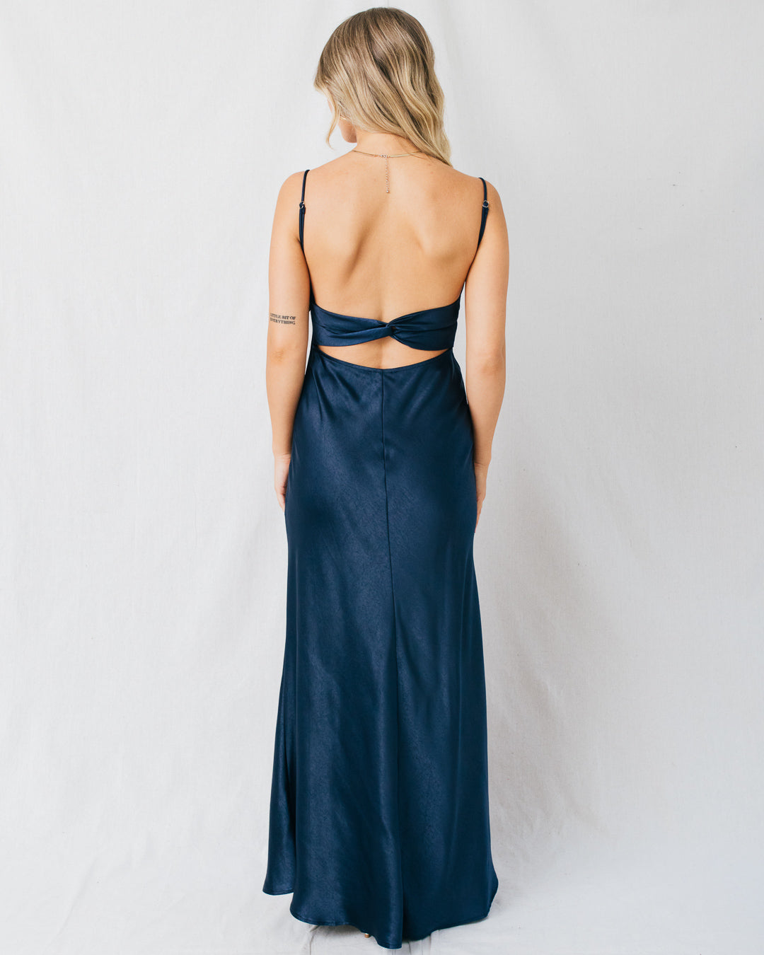 Orabella Twist Back Satin Maxi Dress