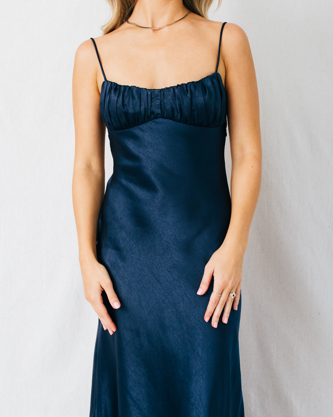 Orabella Twist Back Satin Maxi Dress