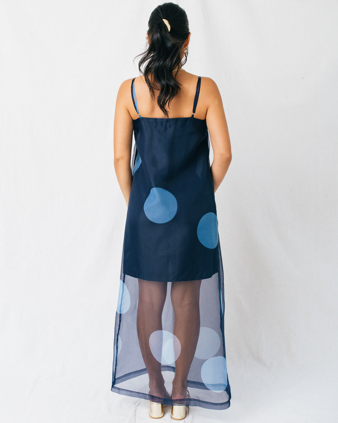 Lua Polka Dot Sheer Overlay Maxi Dress