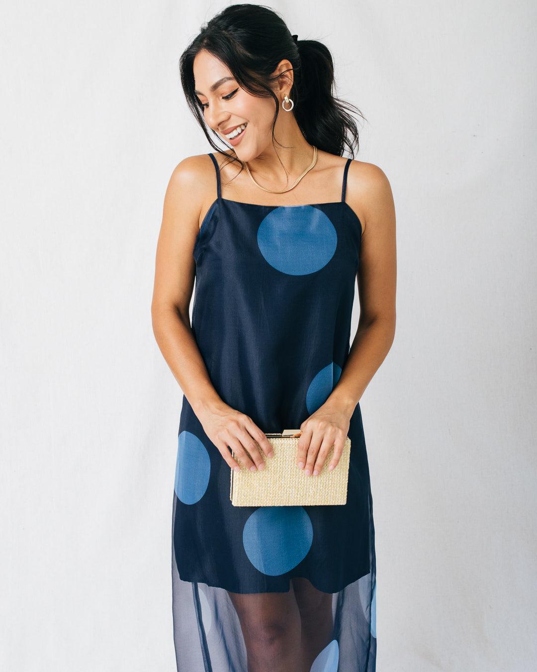 Lua Polka Dot Sheer Overlay Maxi Dress