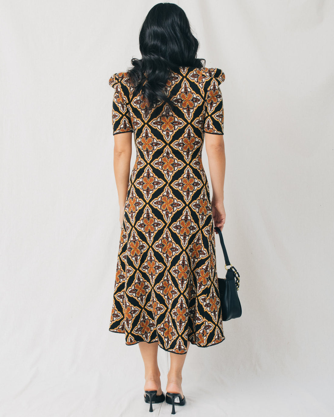 Imani Jacquard High Neck Sweater Midi Dress
