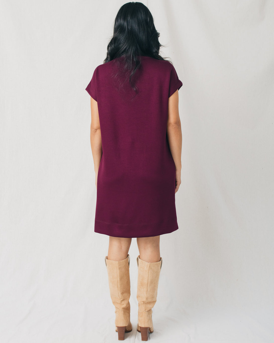 Drea Mock Neck Solid Relaxed Fit Mini Dress