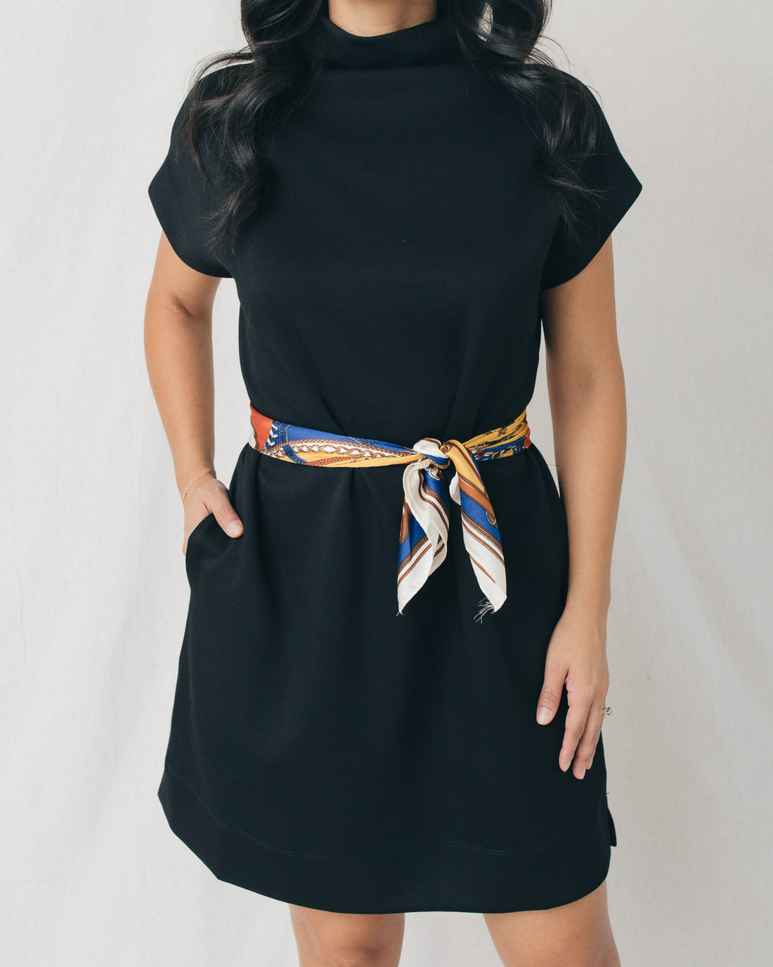 Drea Mock Neck Solid Relaxed Fit Mini Dress