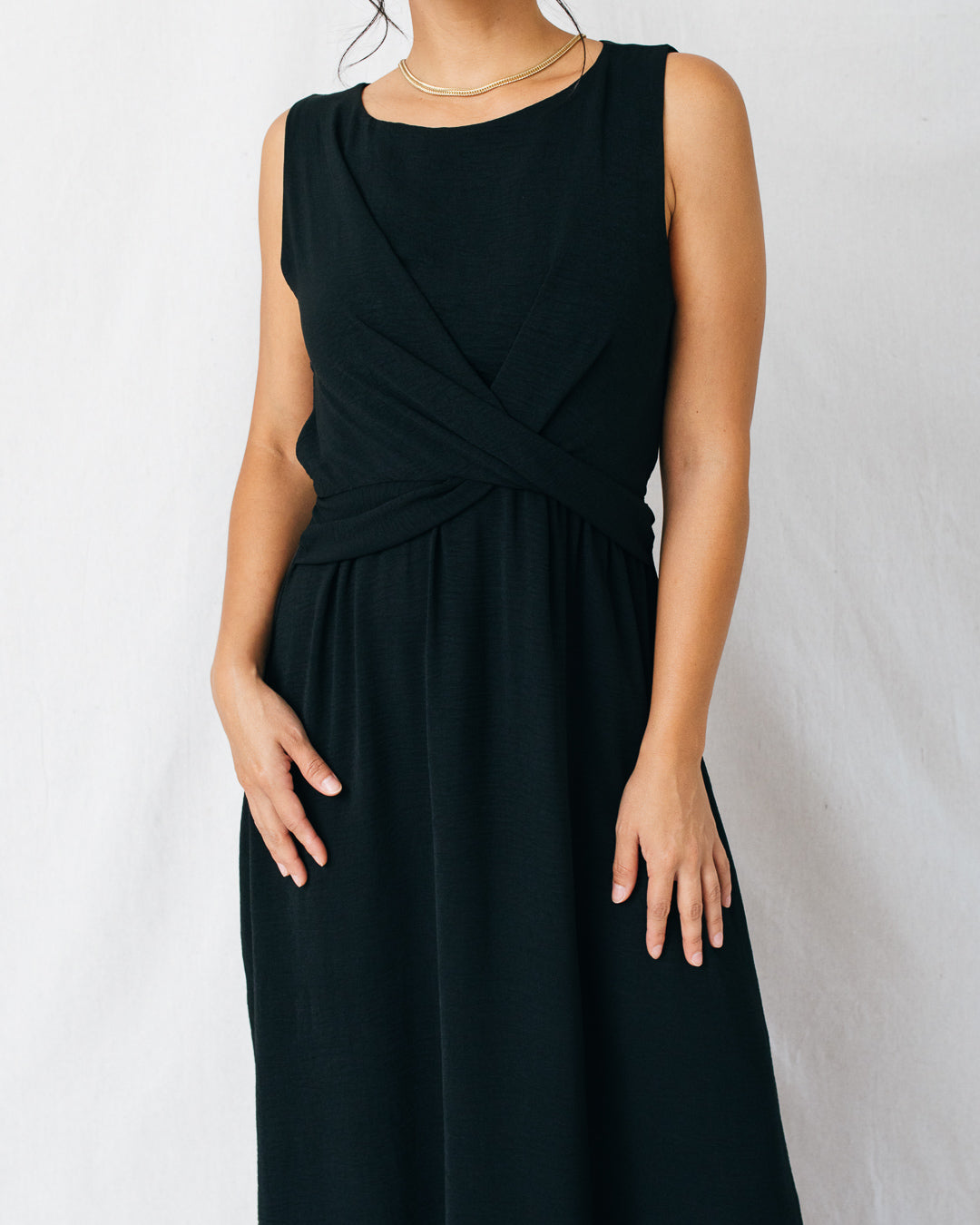 Adalia Round Neck Twist Front Maxi Dress