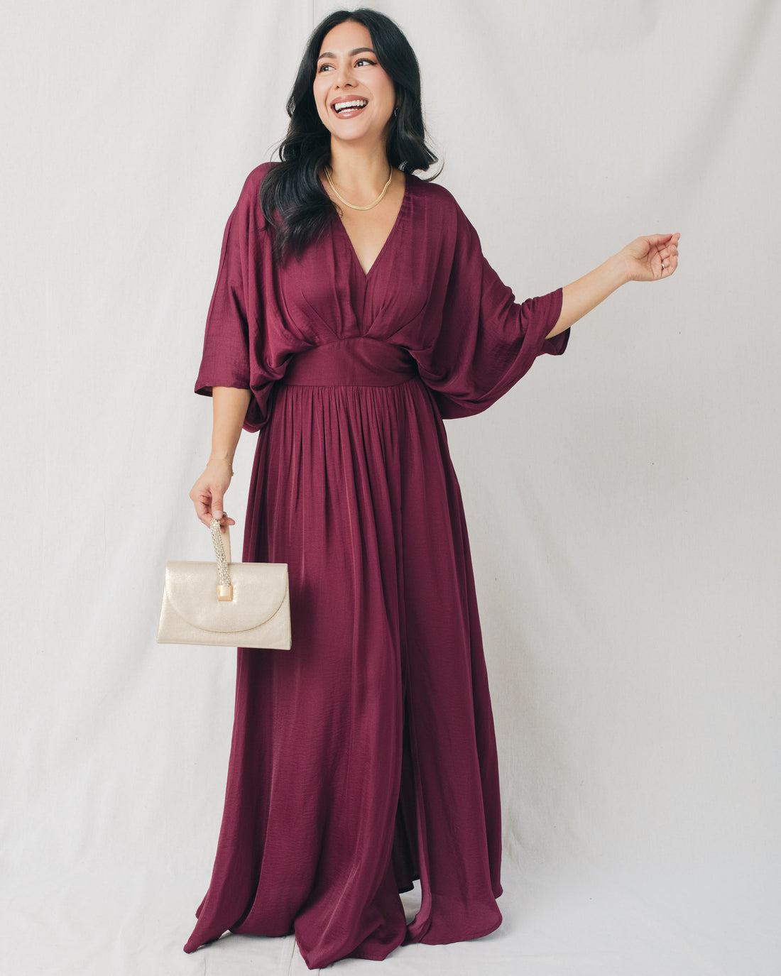 Neela Kimono Sleeve Elastic Back Waist Maxi Dress