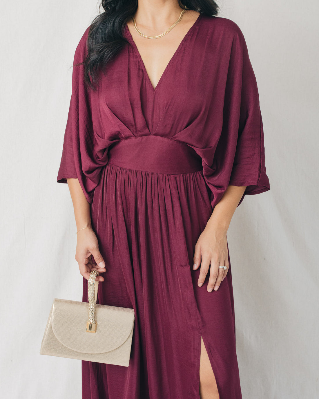 Neela Kimono Sleeve Elastic Back Waist Maxi Dress