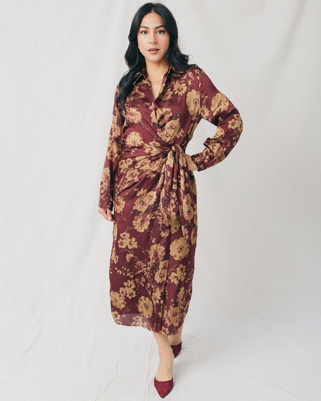 Sorrel Long Sleeve Wrap Midi Dress
