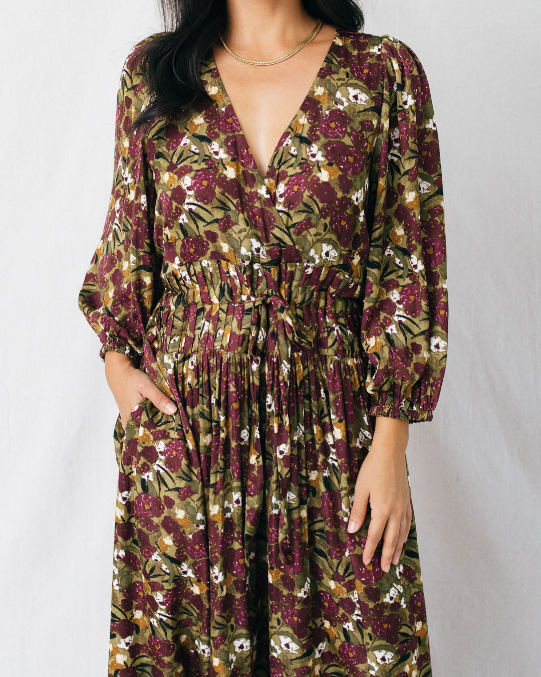 Mireille Pleated Waist Midi Dress