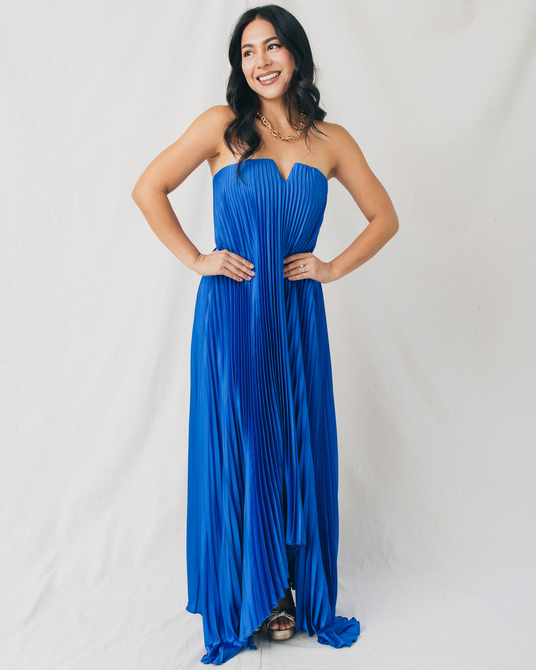 Celia Pleated Strapless Maxi Dress