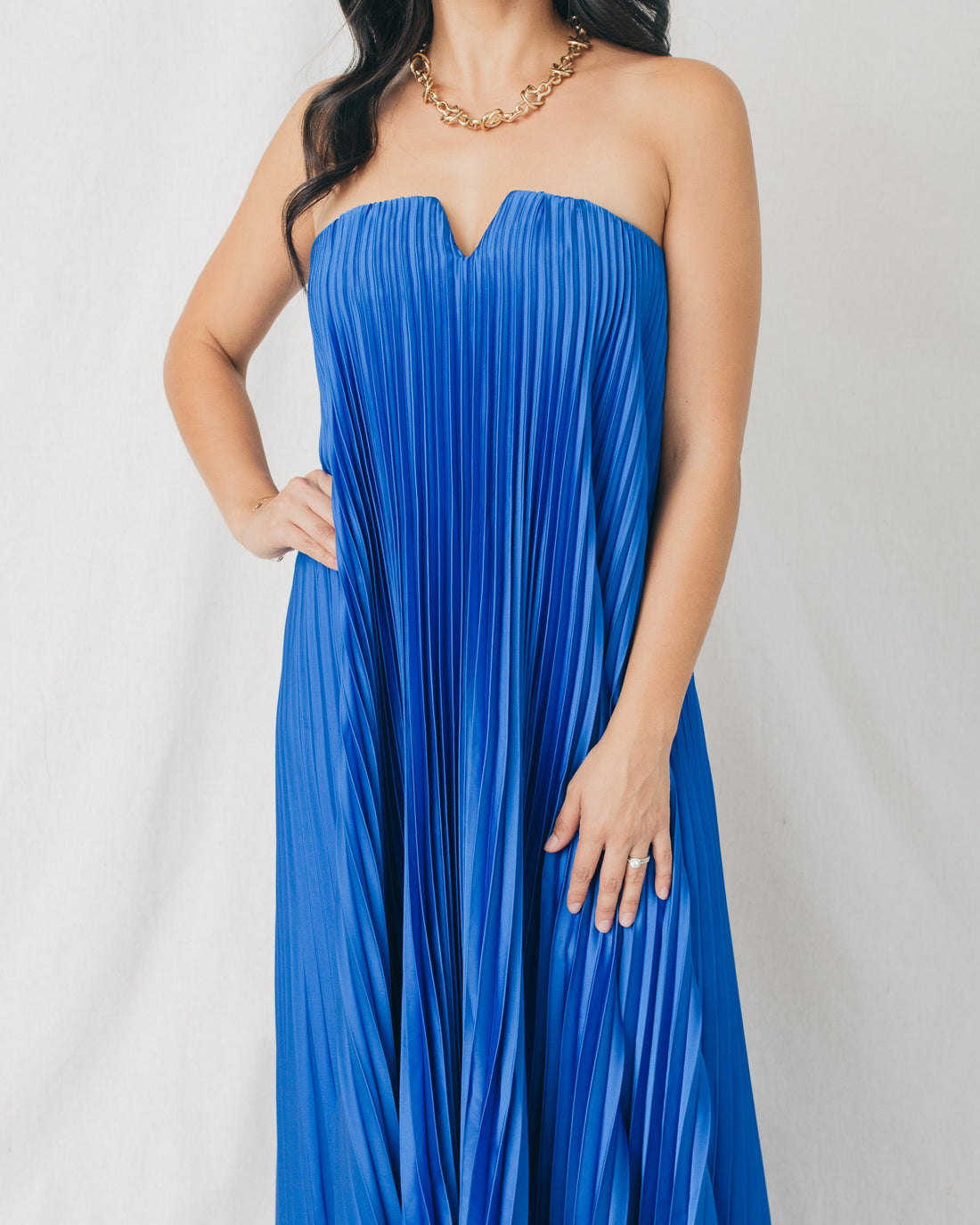 Celia Pleated Strapless Maxi Dress