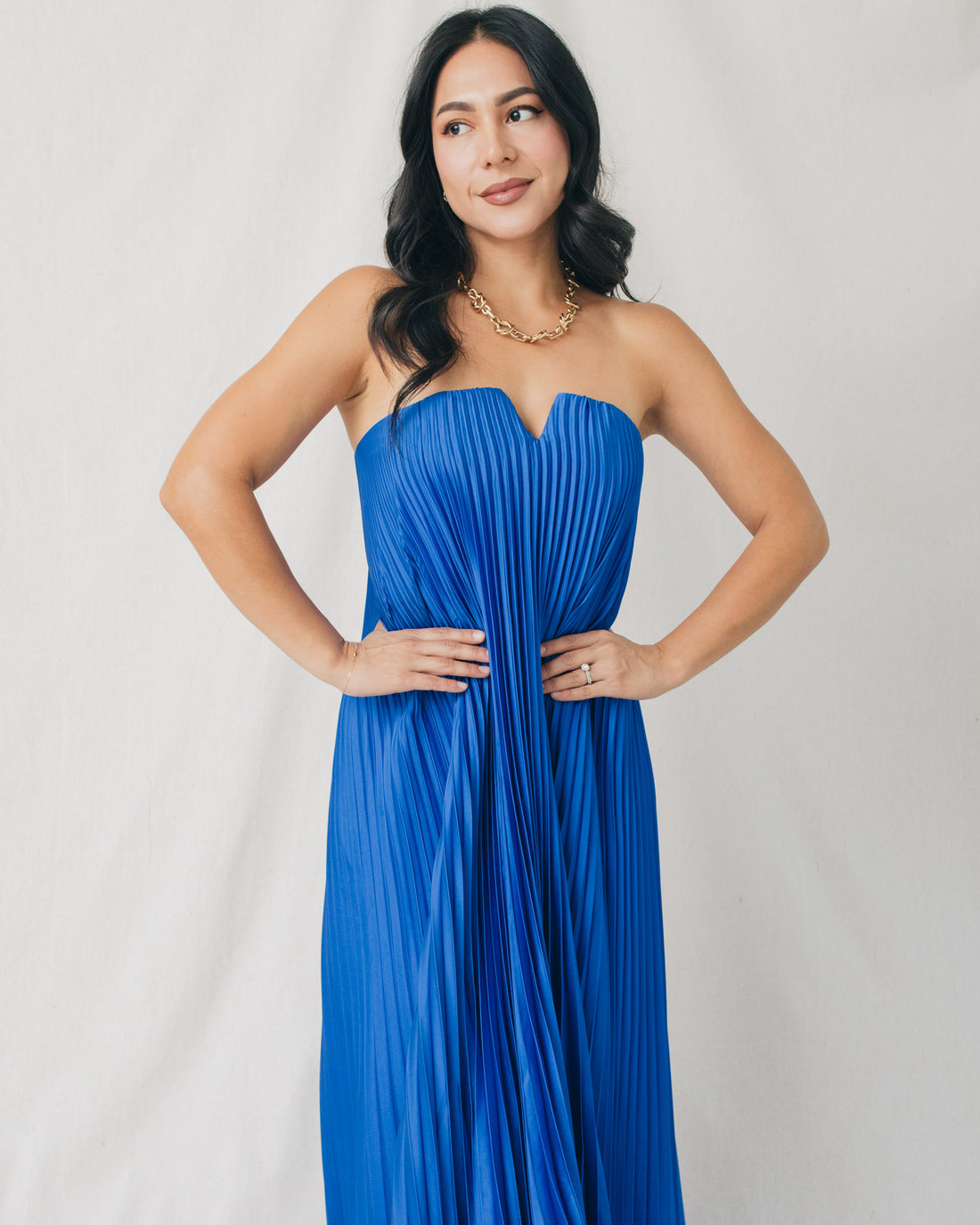Celia Pleated Strapless Maxi Dress