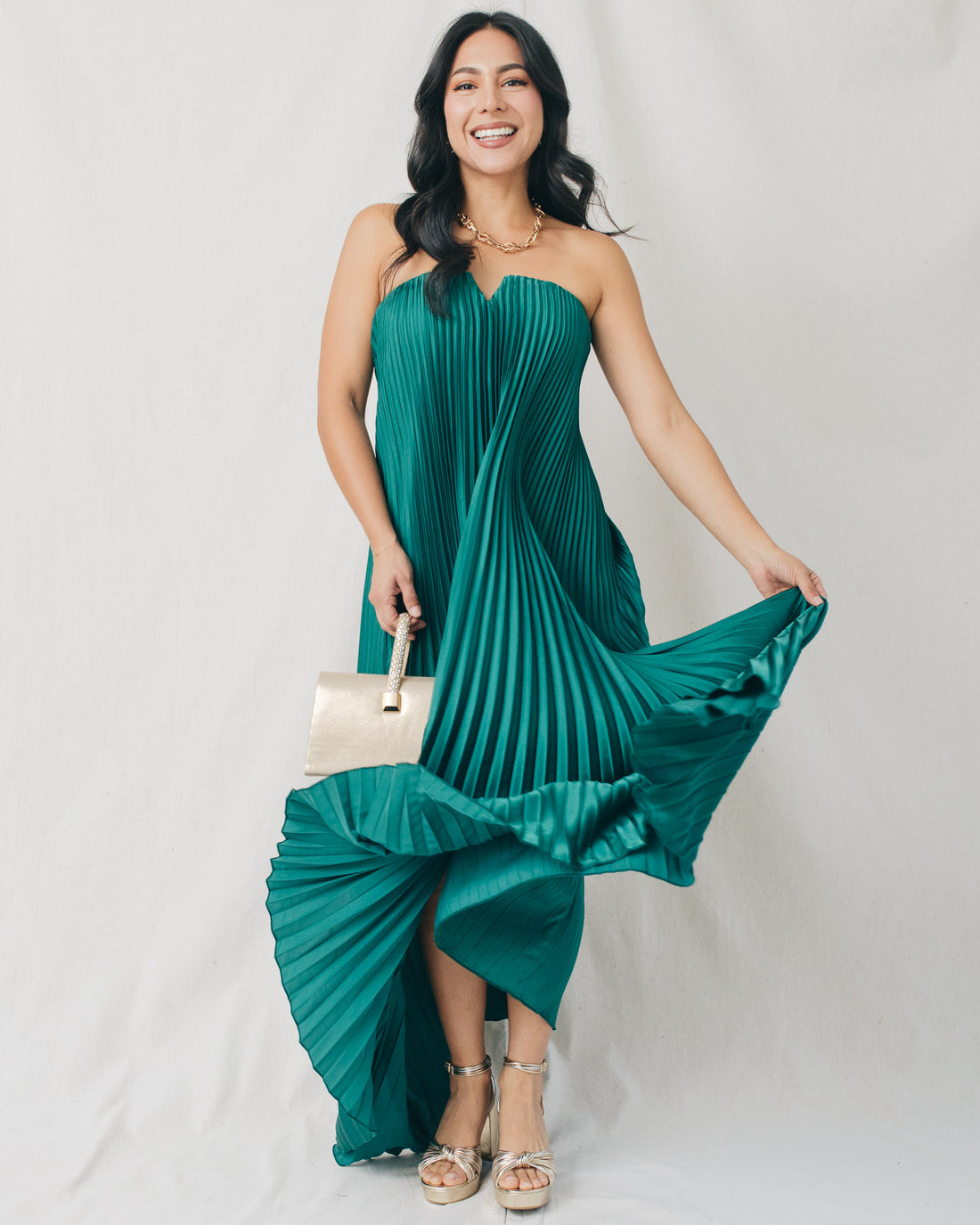 Celia Pleated Strapless Maxi Dress