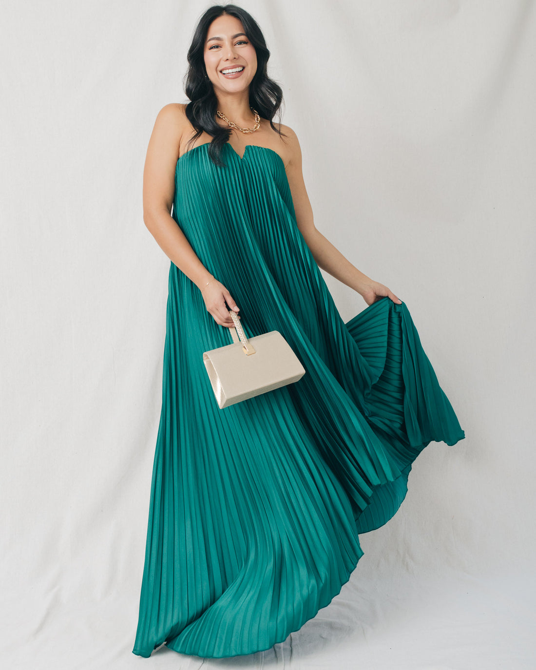 Celia Pleated Strapless Maxi Dress