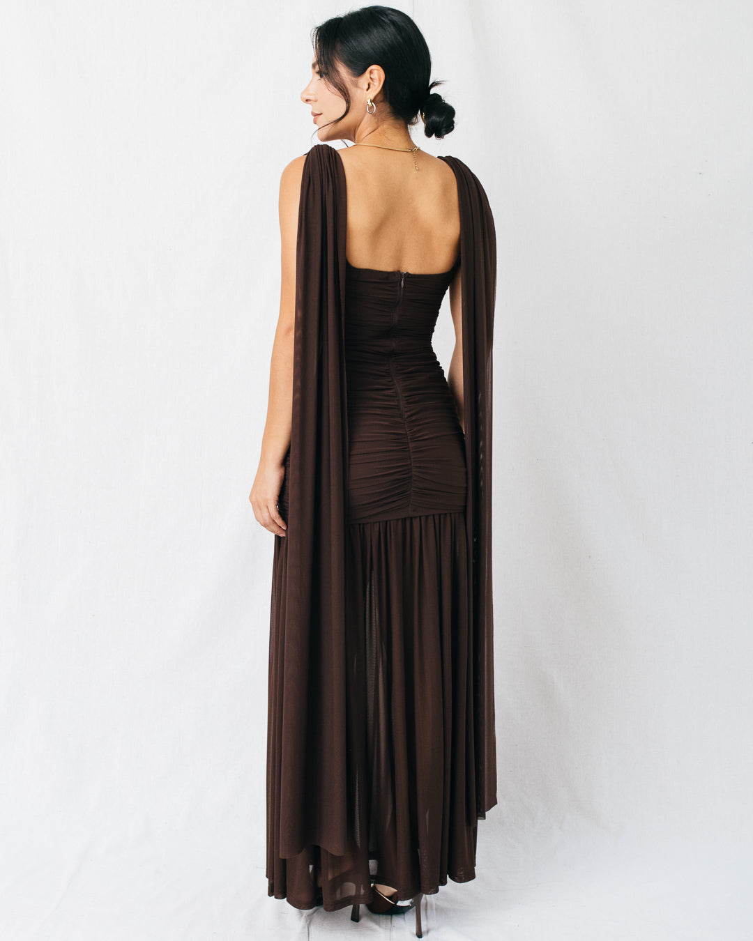Nerisse Cowl Neck Open Back Maxi Dress