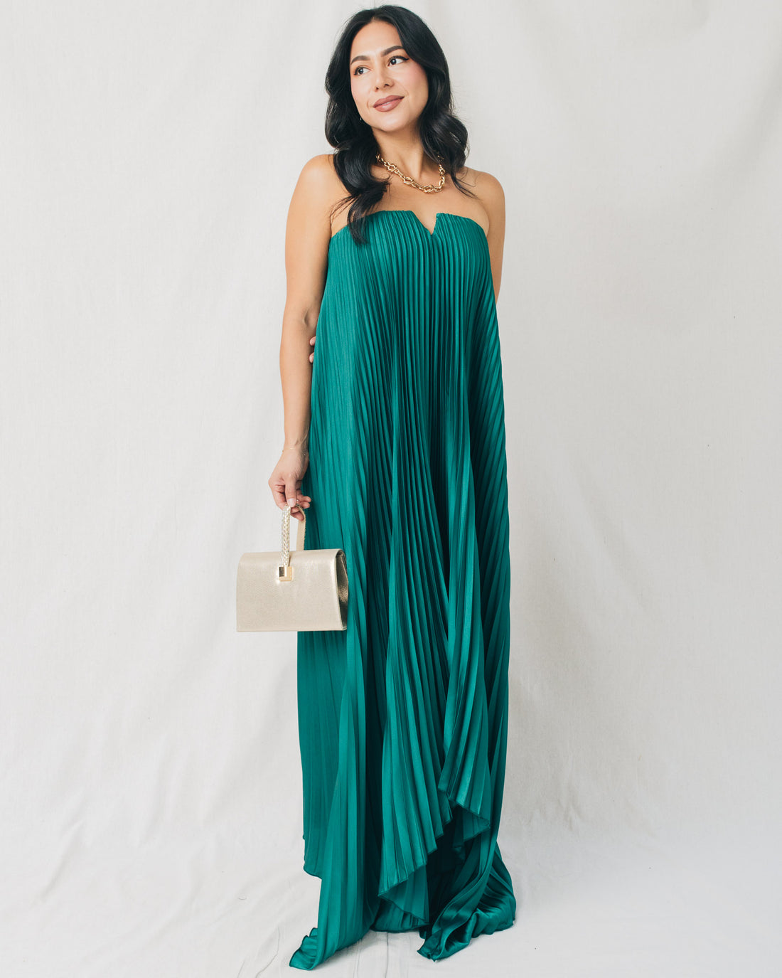 Celia Pleated Strapless Maxi Dress