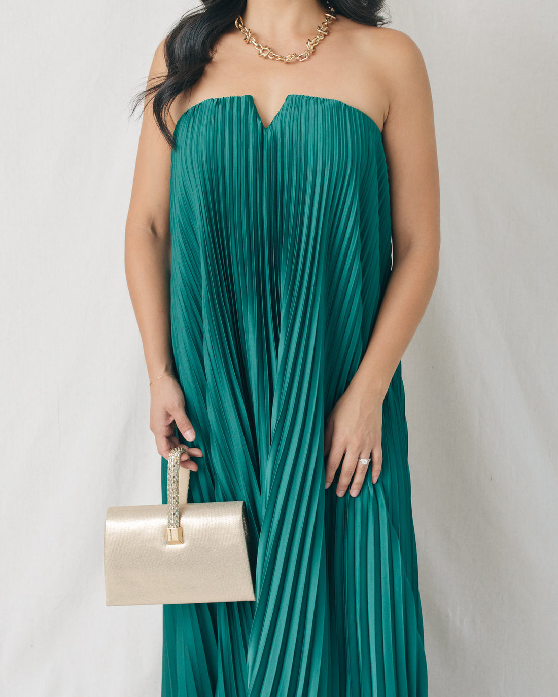 Celia Pleated Strapless Maxi Dress