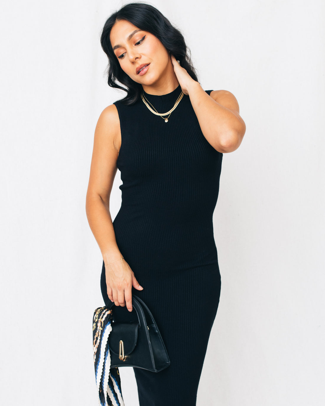 Spotlight Open Back Mock Neck Knit Midi Dress