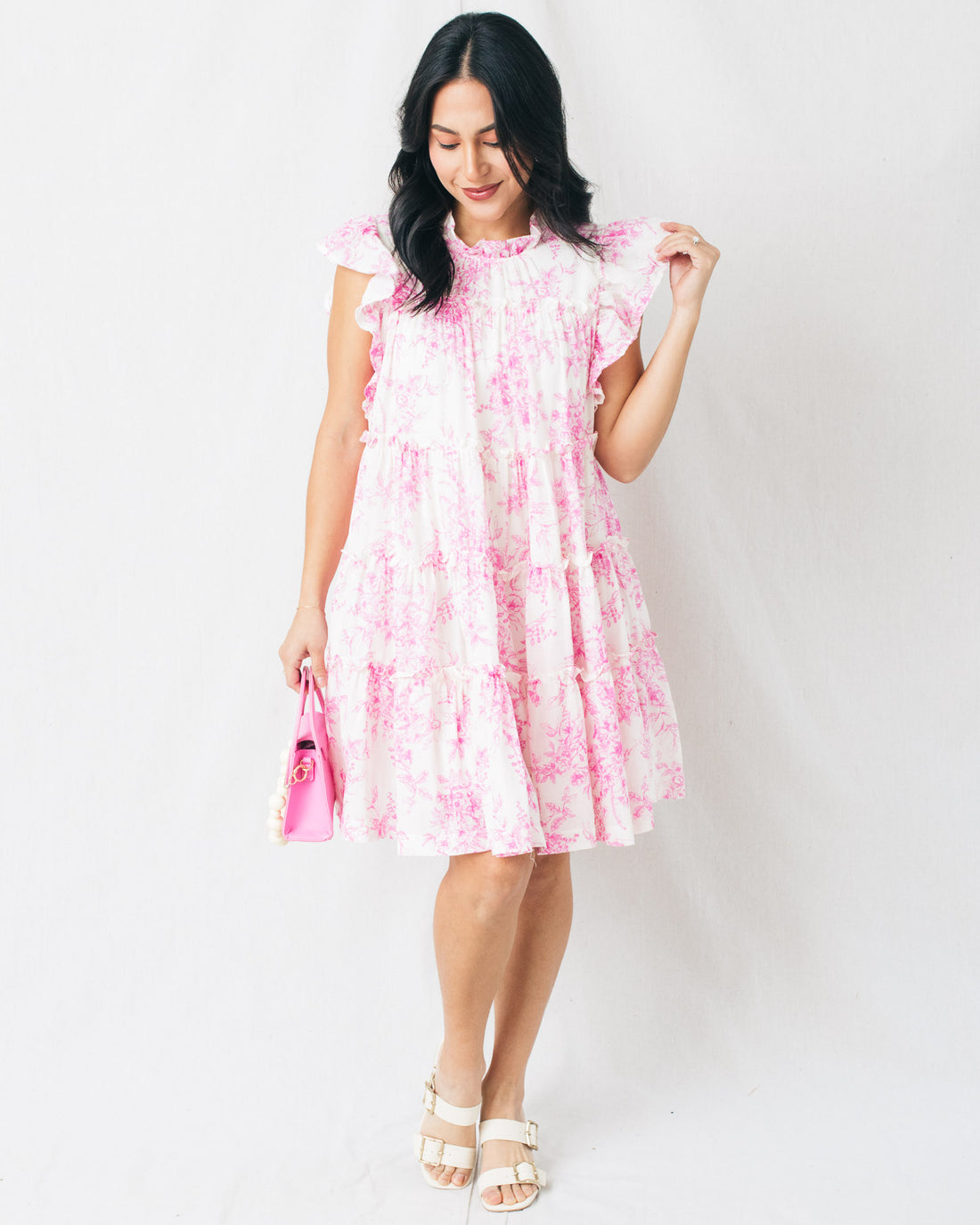 Anita Flutter Sleeve Floral Tiered Ruffled Mini Dress