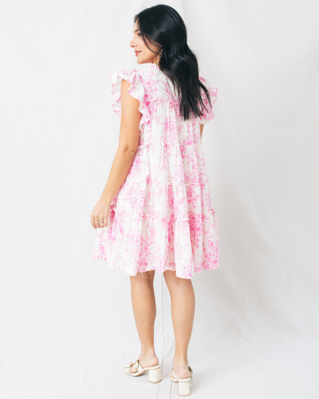 Anita Flutter Sleeve Floral Tiered Ruffled Mini Dress