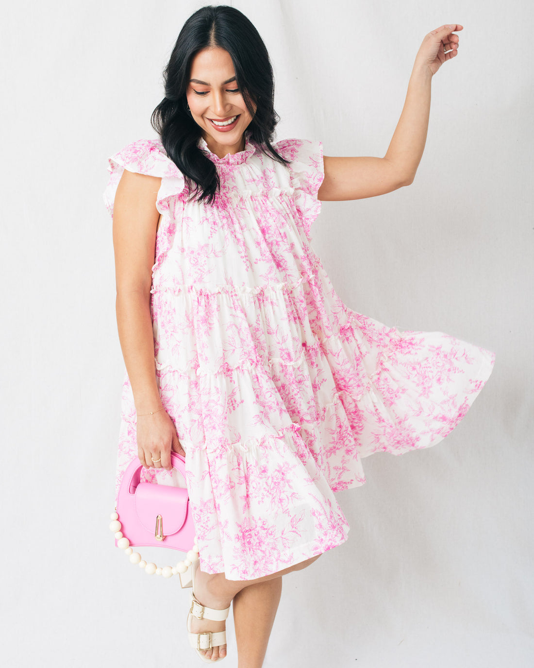 Anita Flutter Sleeve Floral Tiered Ruffled Mini Dress