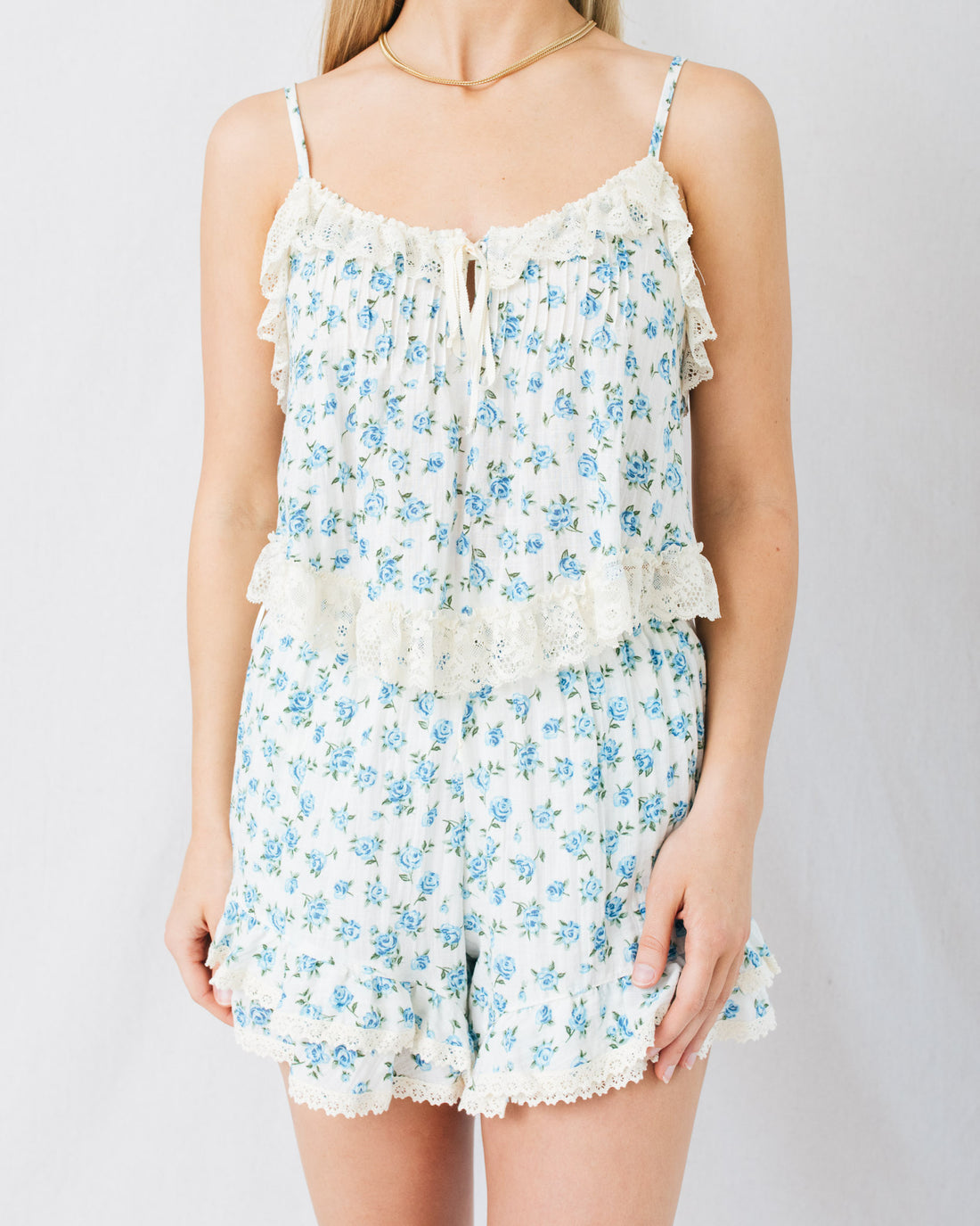 Ditsy Floral Lace Cami Crop Top