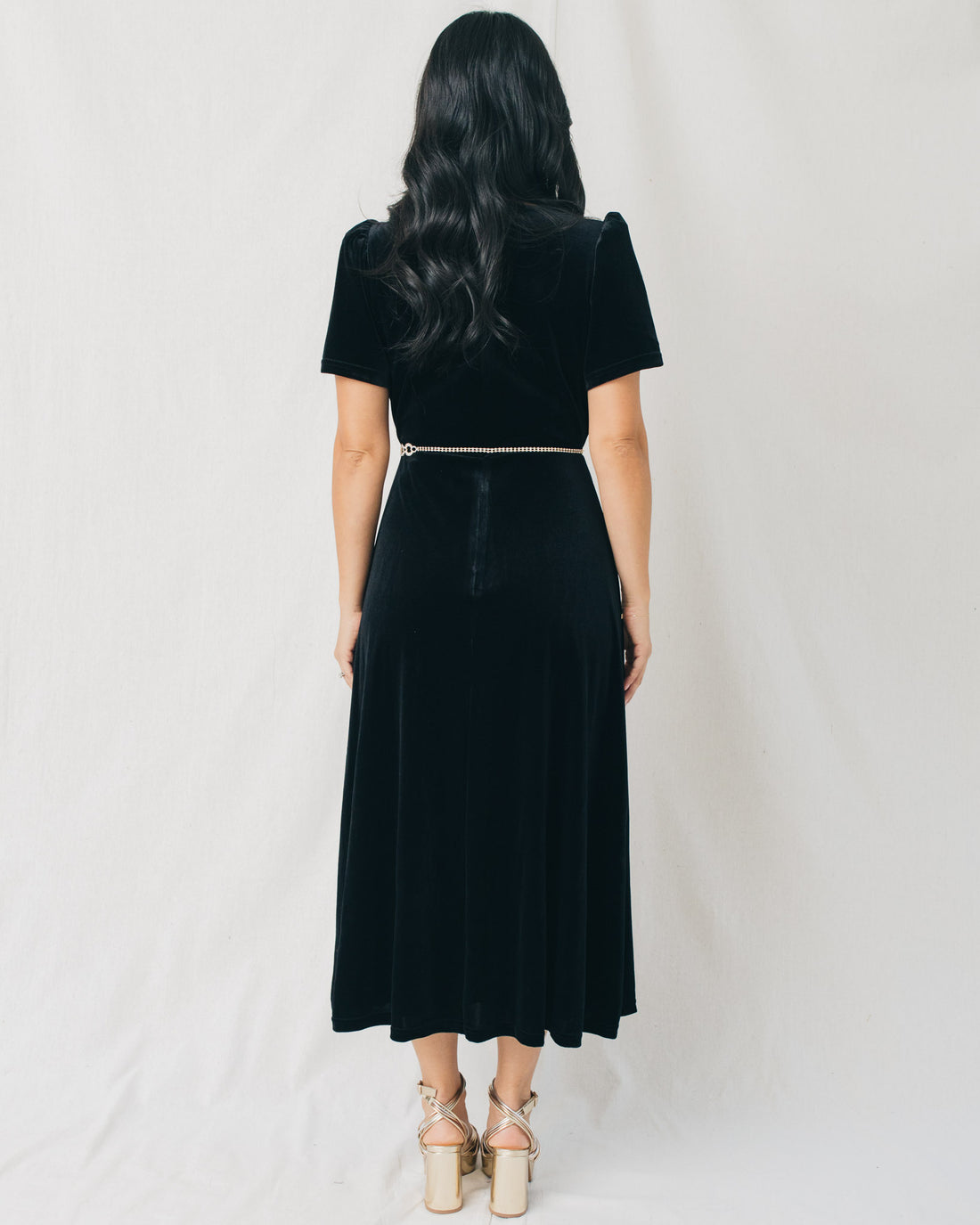 Mirba Velvet A-Line Midi Dress