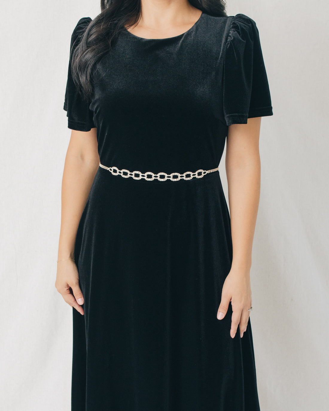 Mirba Velvet A-Line Midi Dress