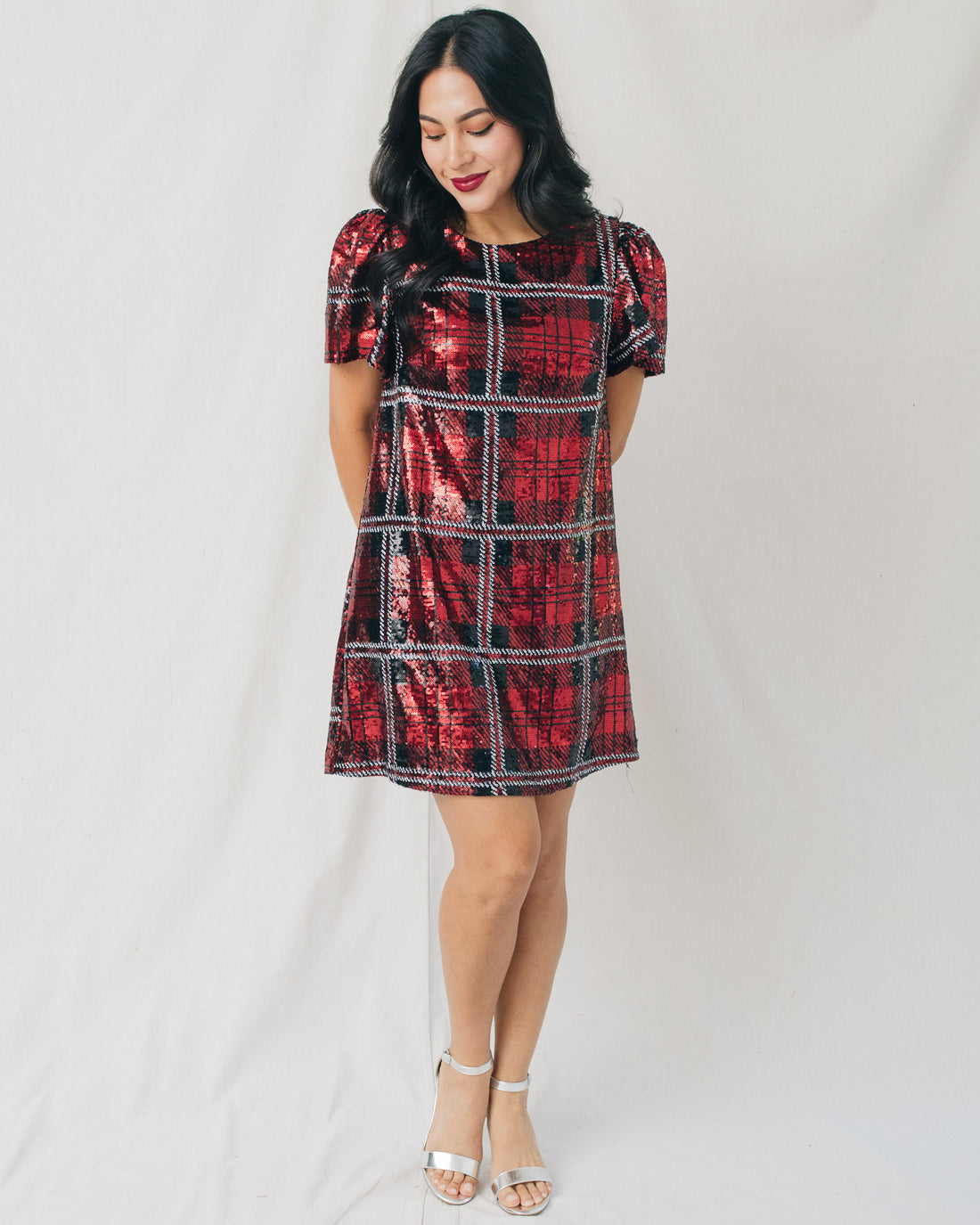 Fedra Sequin Plaid Boxy Mini Dress