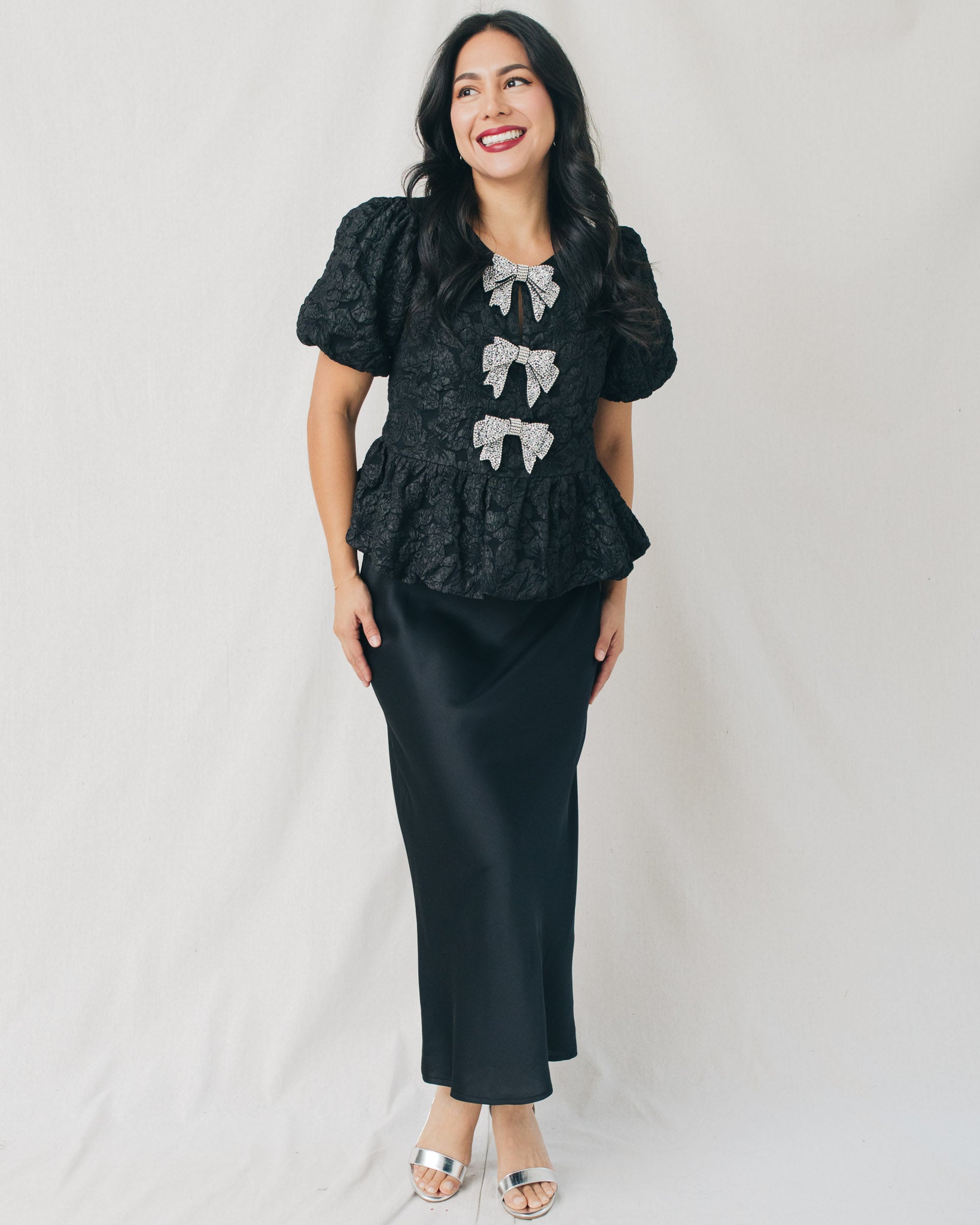 トップス POMME d'amour charm jacquard peplum tops トップス POMME d'amour charm jacquard peplum tops original