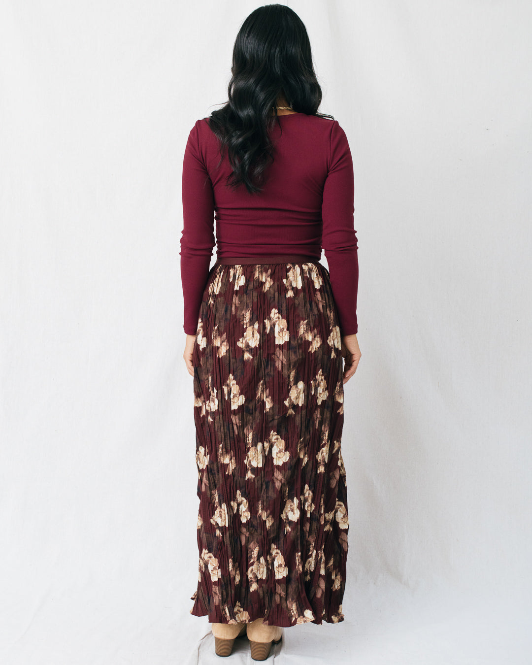 Circe Floral Printed Pleated Midi Skirt