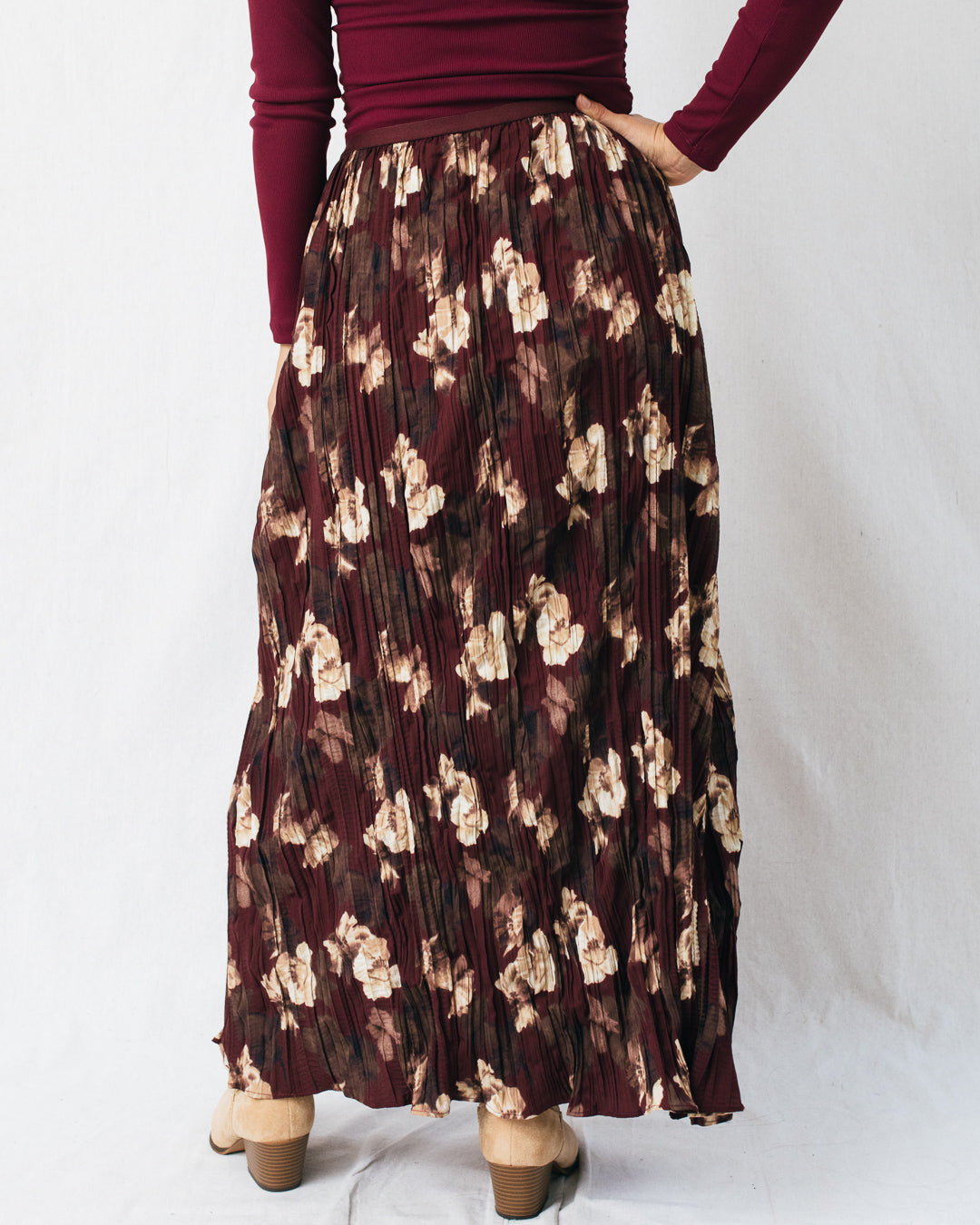 Circe Floral Printed Pleated Midi Skirt