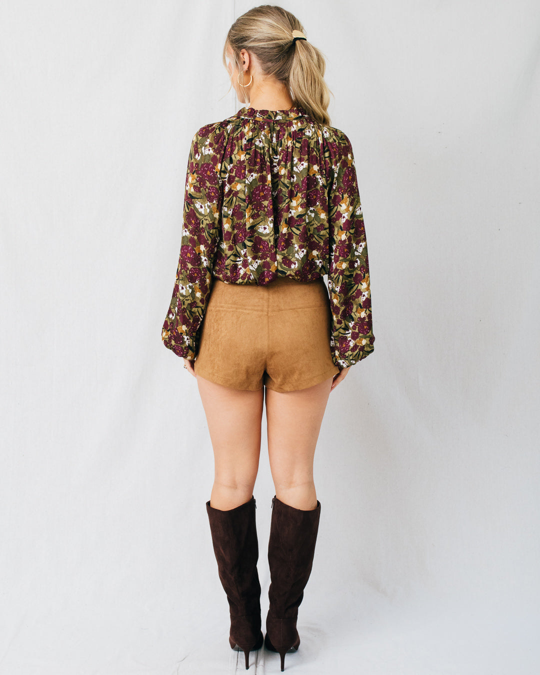 Mireille Printed Balloon Sleeve Blouse Top