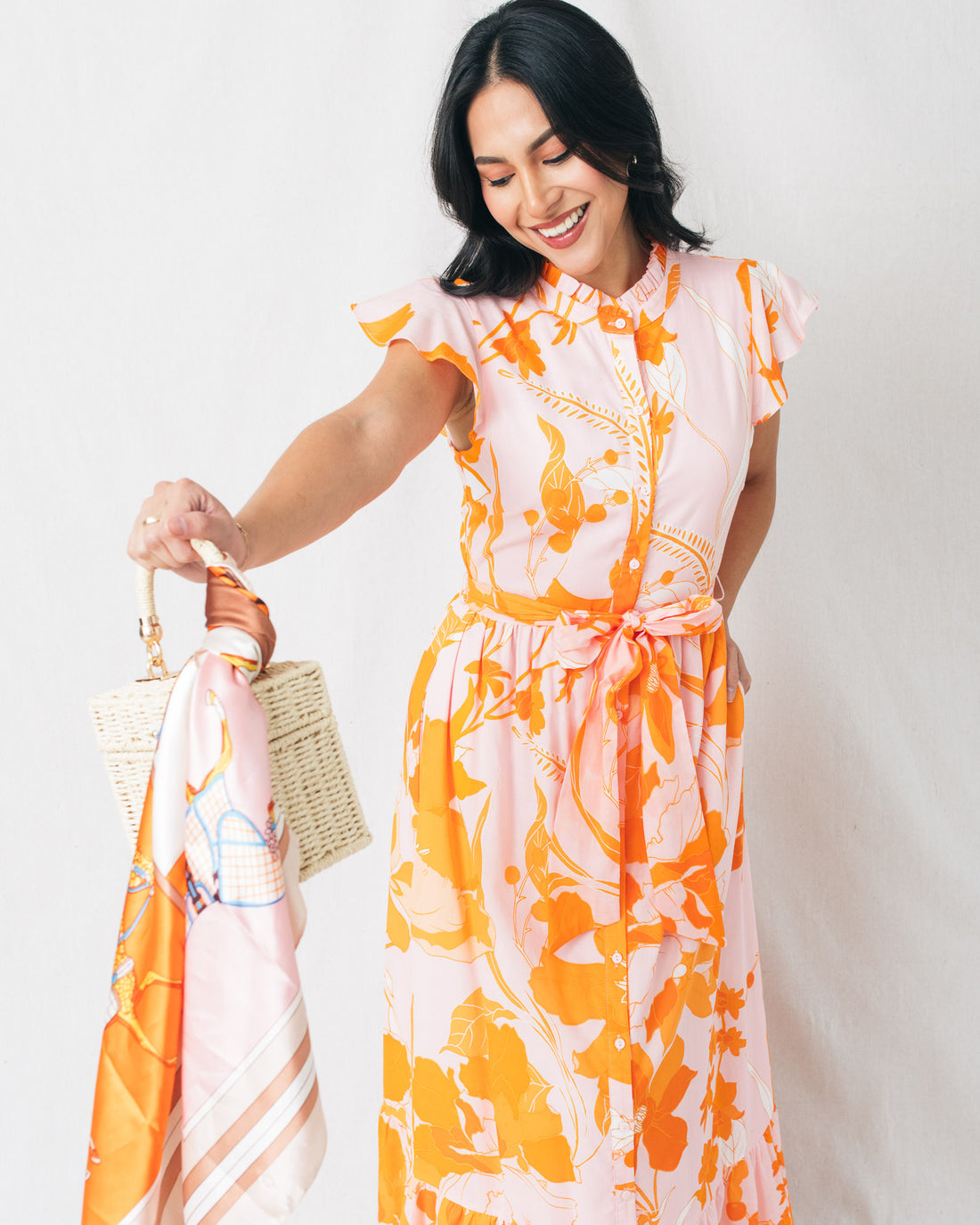 Lenira Floral Button Down Belted Maxi Dress