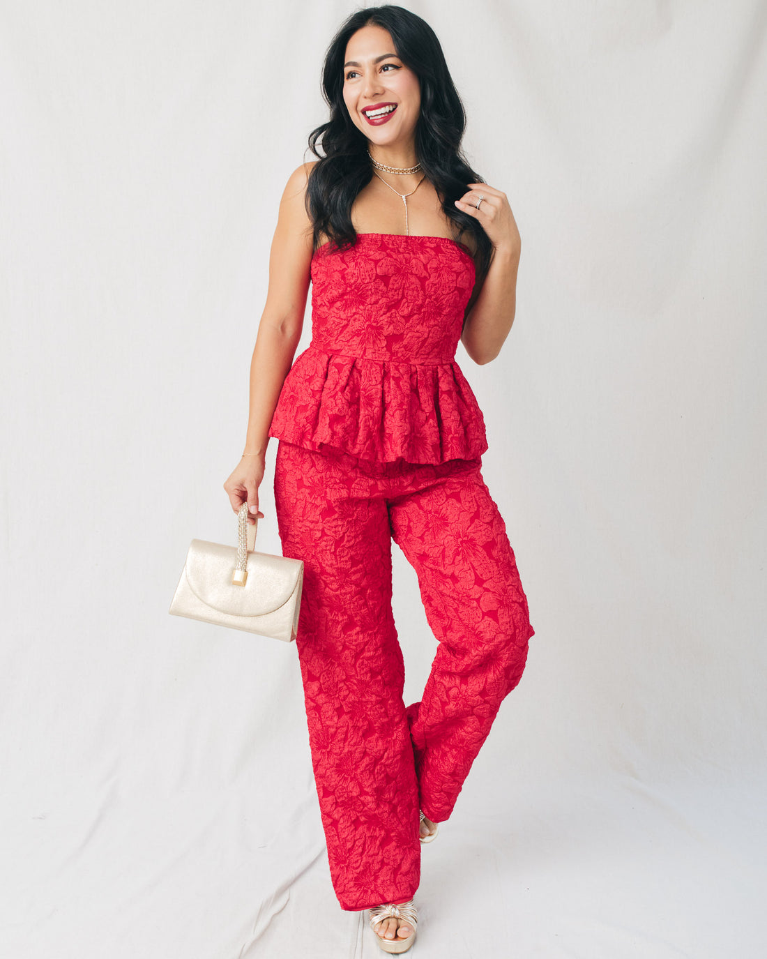 Arielle Jacquard Peplum Top