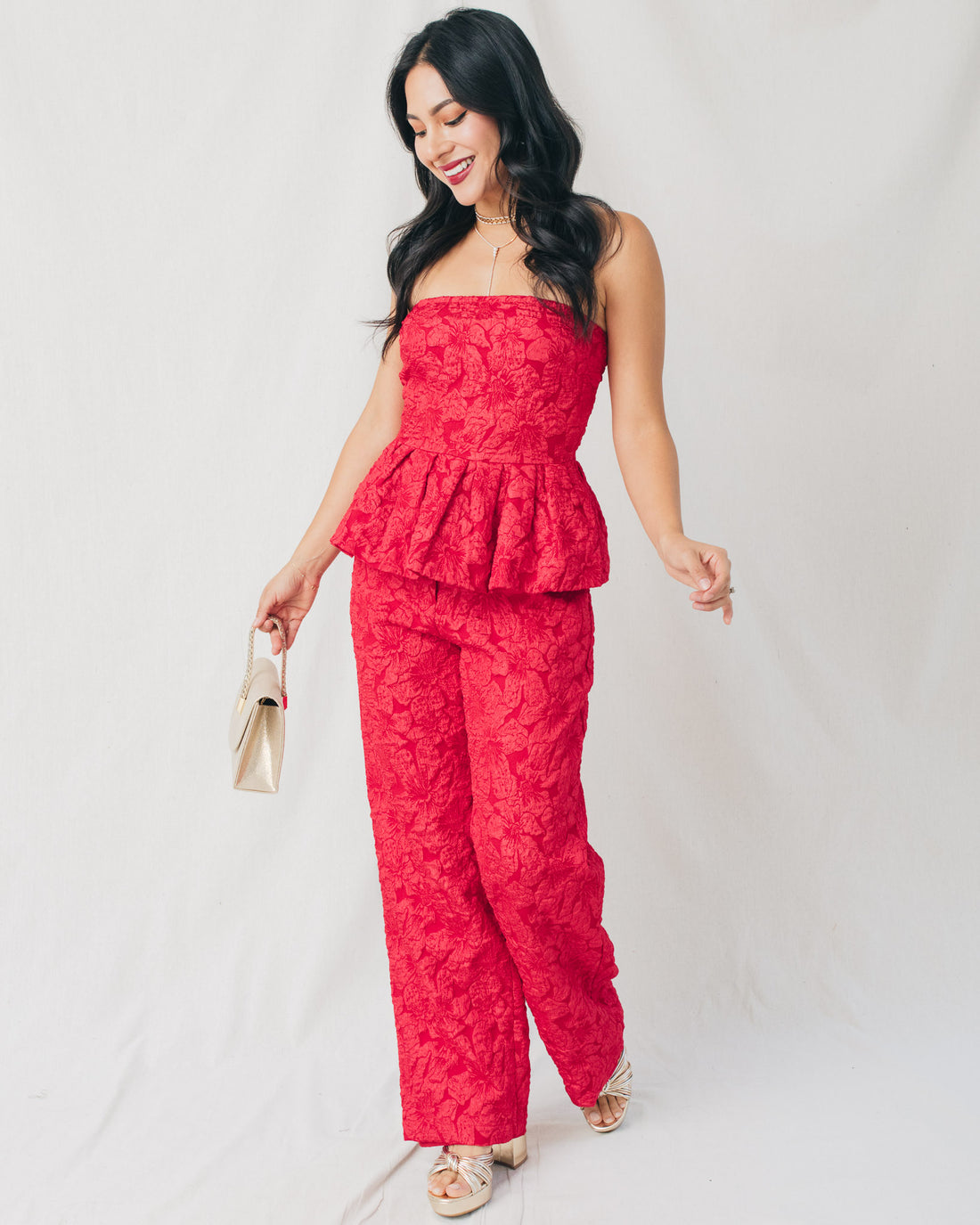 Arielle Jacquard Peplum Top
