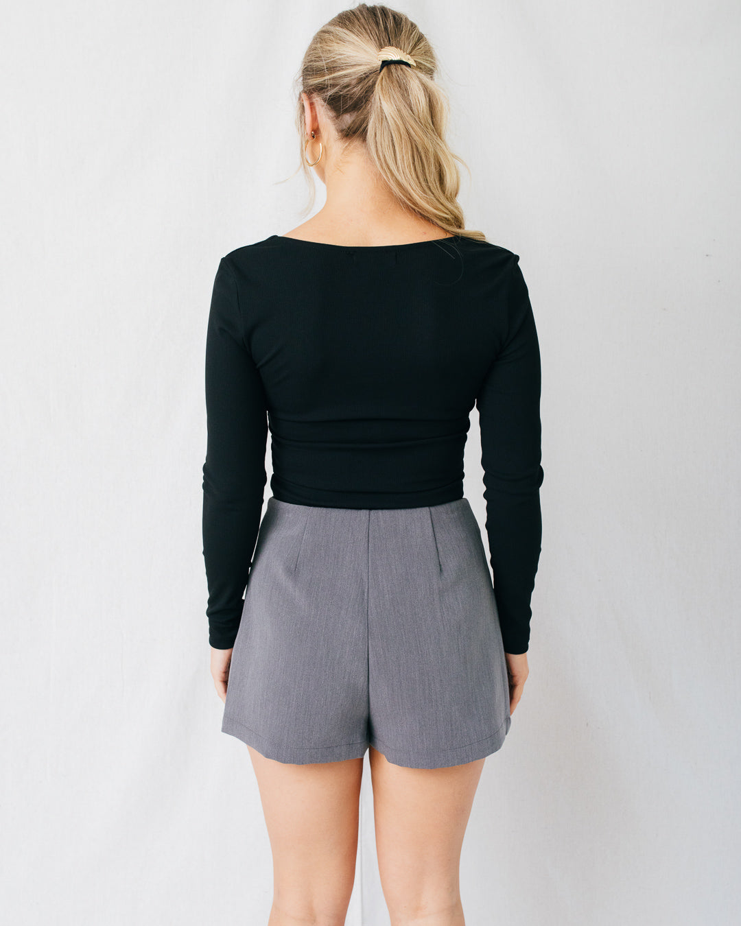 Adeline Square Neck Ruched Sides Knit Top