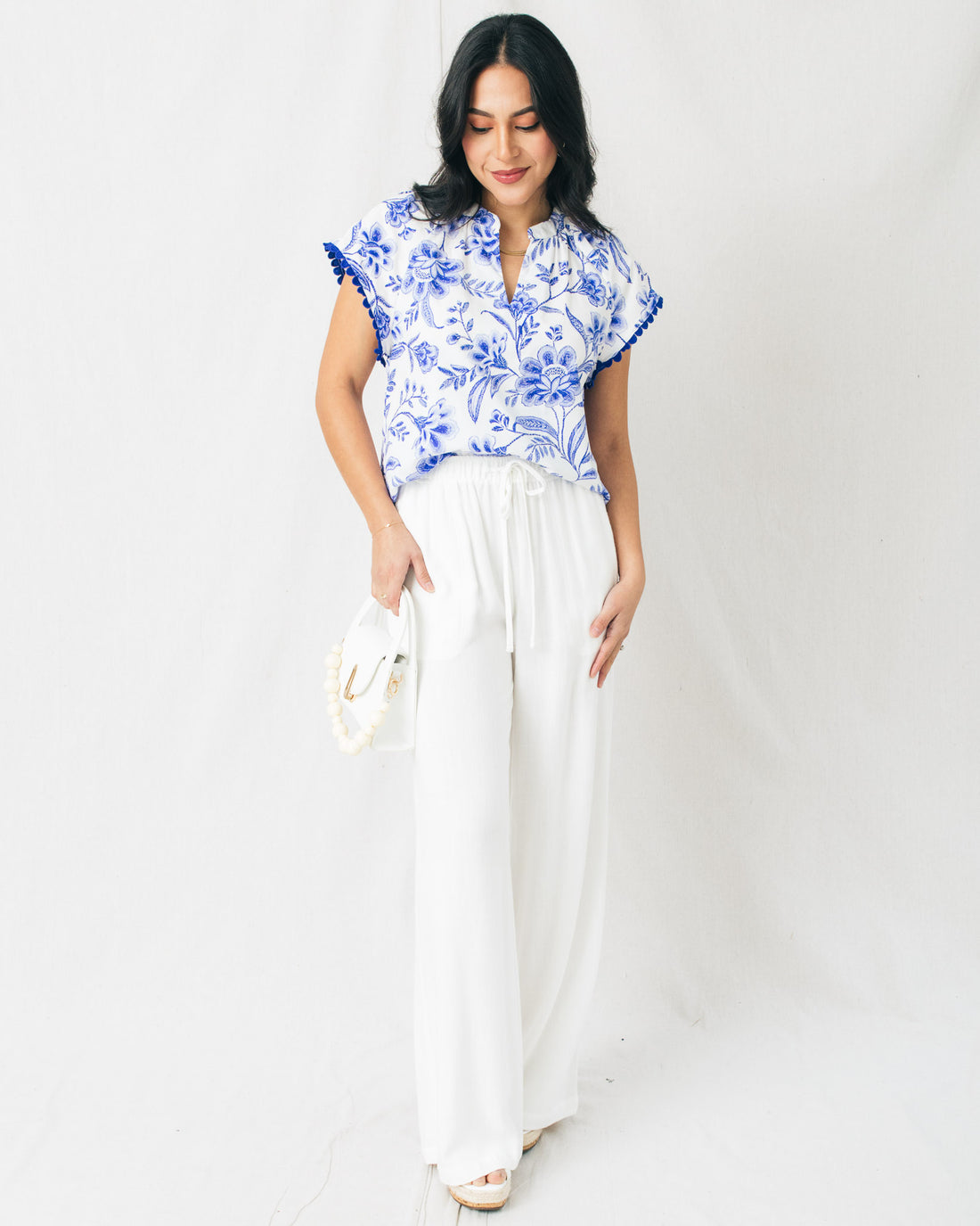 Maeve Floral Split Neck Top