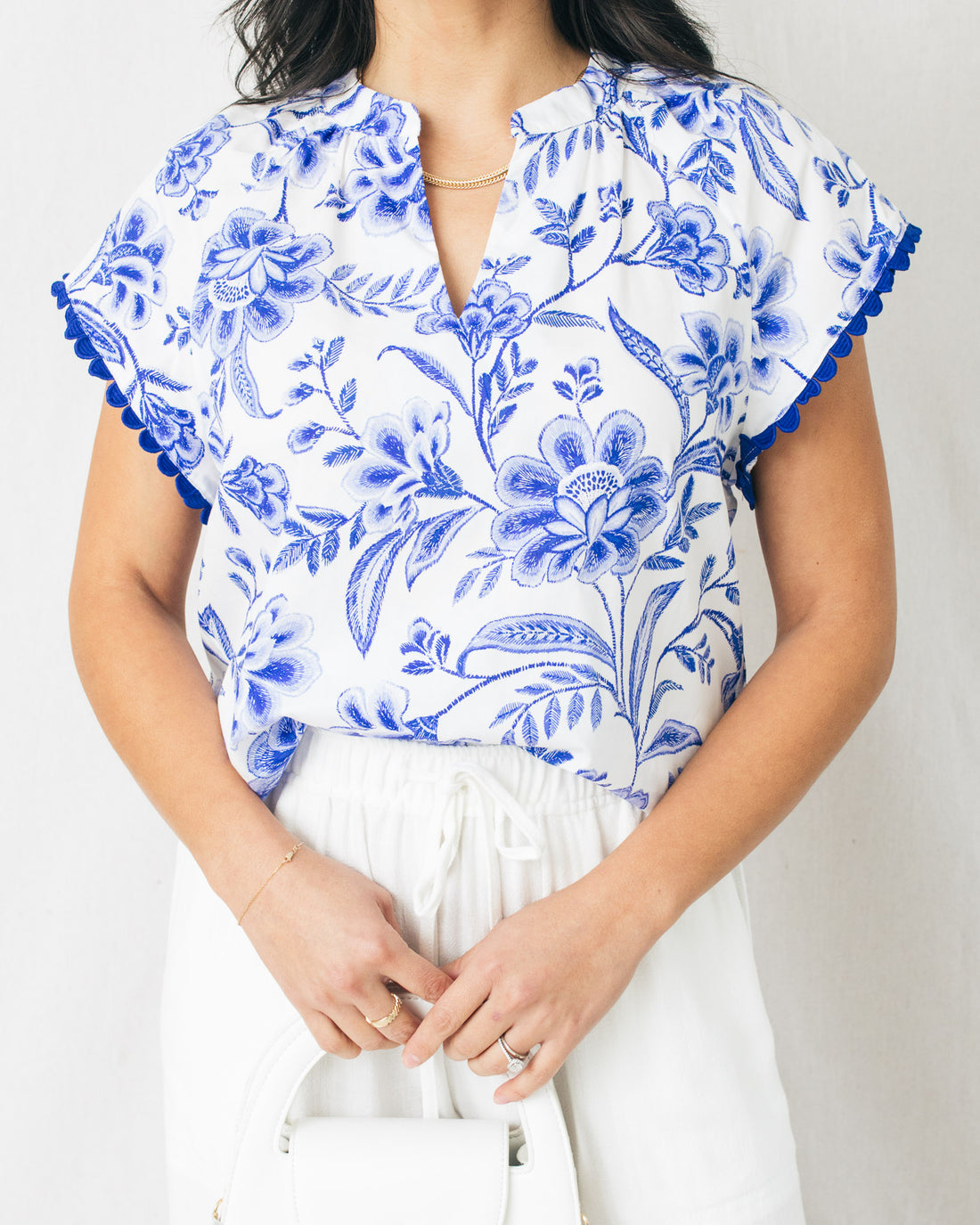 Maeve Floral Split Neck Top