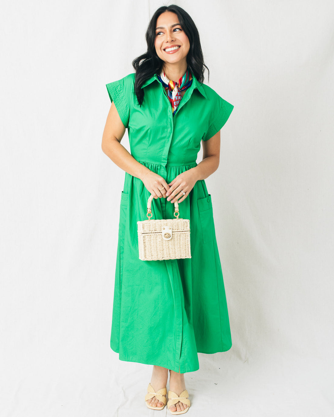 Grenola Button Up Collared Midi Dress