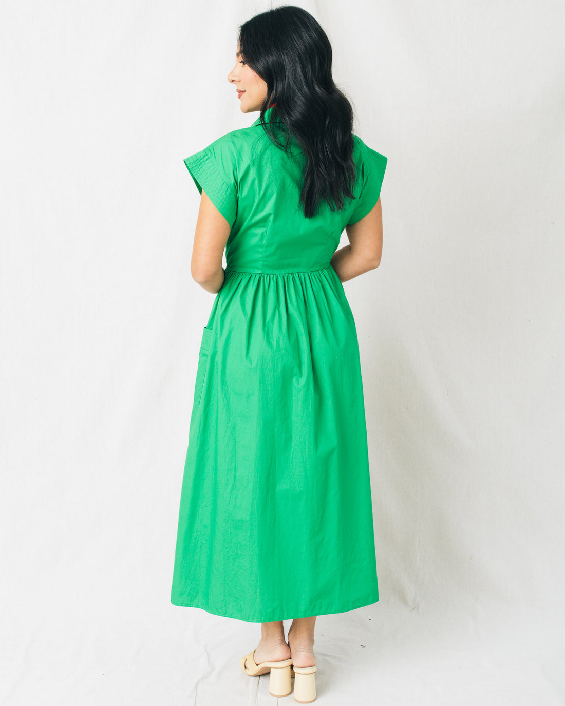 Grenola Button Up Collared Midi Dress