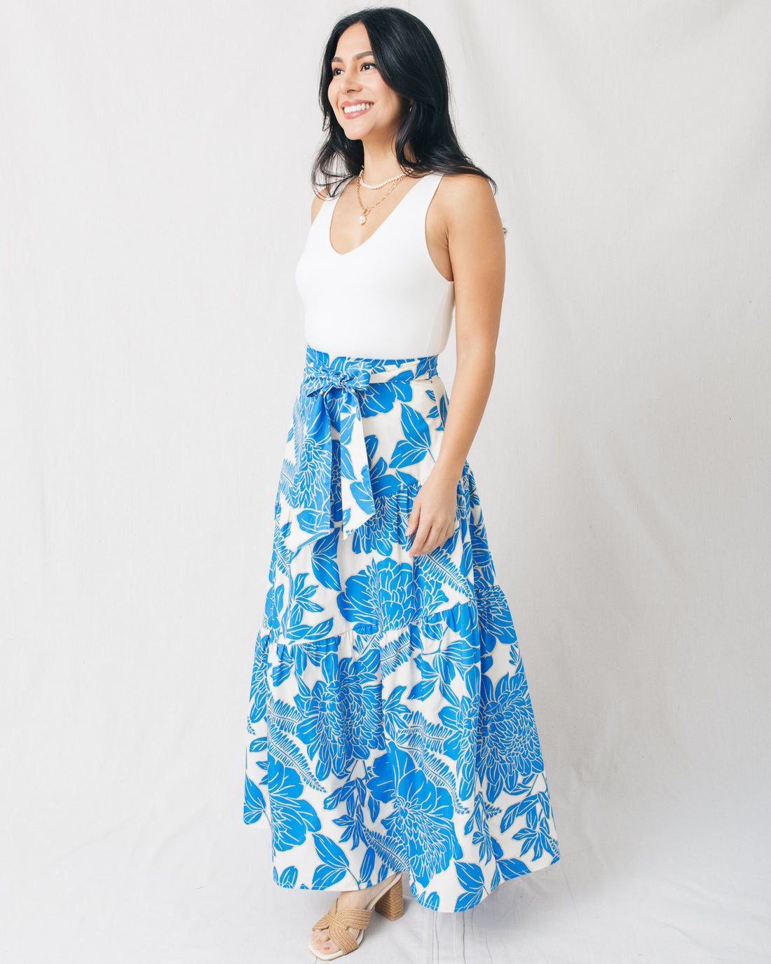 Triana Waist Tie Floral Maxi Skirt