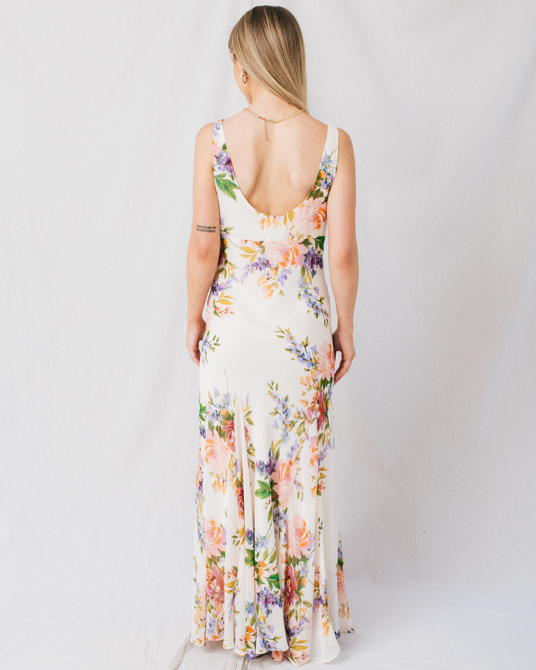 Delicate Affair Cowl Neck Godet Floral Maxi Dress