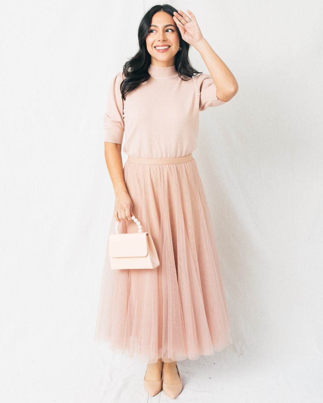 Be Free Mesh Paneled Midi Skirt