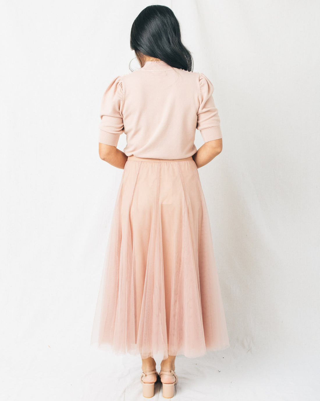 Be Free Mesh Paneled Midi Skirt